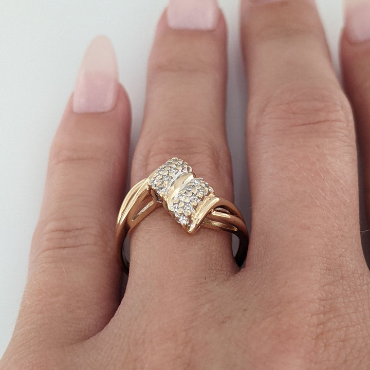 14K .15 CARAT TOTAL WEIGHT SI2 H DIAMOND MINE CUT (20) ESTATE CLUSTER RING 3.3 GRAMS