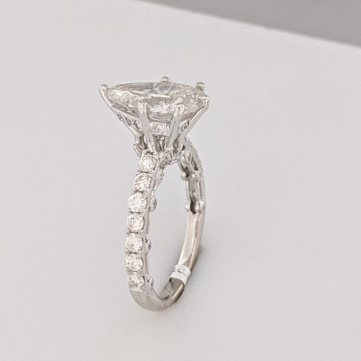 18K WHITE 4.07 CARAT TOTAL WEIGHT I1 H DIAMOND PEAR (1) ROUND (53) ESTATE RING 5.6 GRAMS