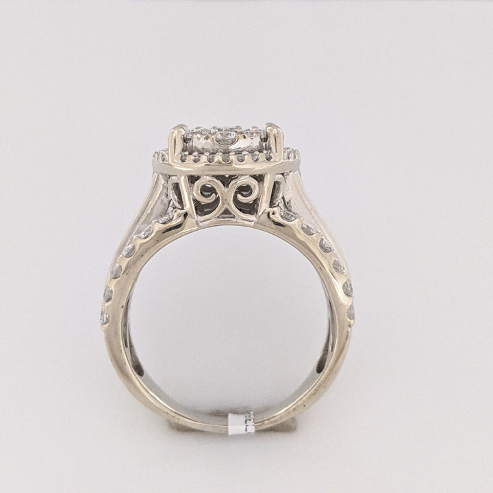 10K WHITE 1.99 CARAT TOTAL WEIGHT I1 H DIAMOND ROUND (61) BAGUETTE (24) ESTATE RING 7.3 GRAMS