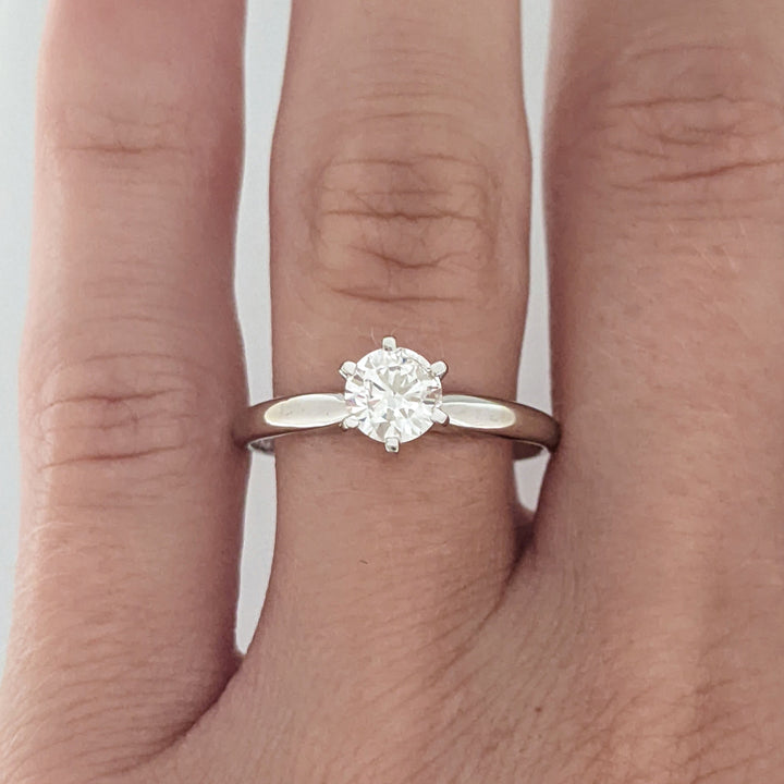 14K WHITE .49 CARAT TOTAL I1 J DIAMOND ROUND ESTATE SOLITAIRE RING 2.0 GRAMS