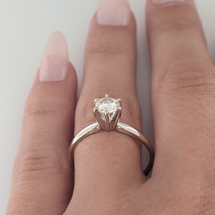 14K WHITE .49 CARAT TOTAL I1 J DIAMOND ROUND ESTATE SOLITAIRE RING 2.0 GRAMS