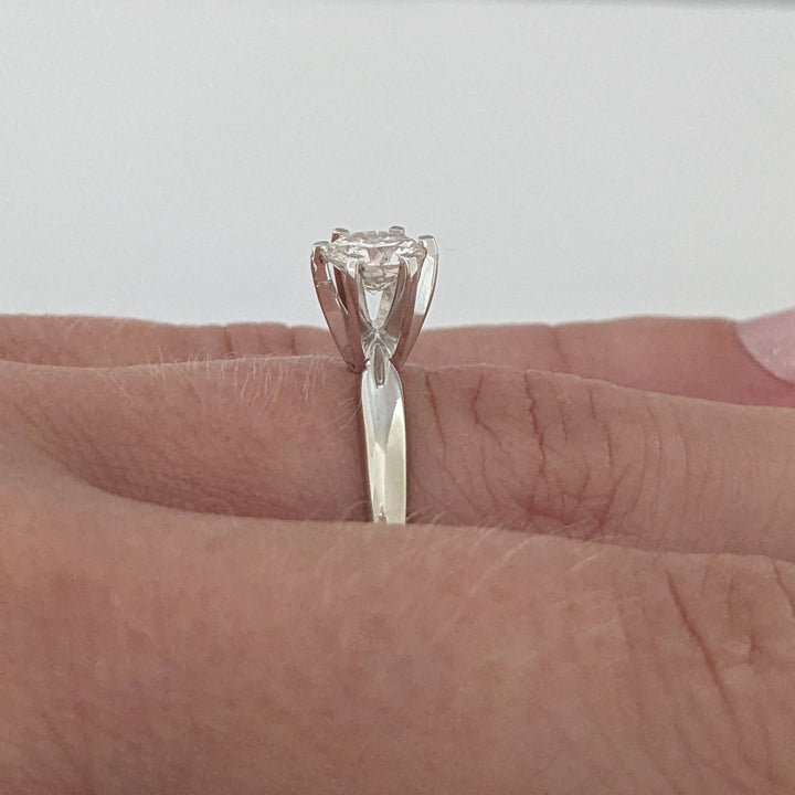 14K WHITE .49 CARAT TOTAL I1 J DIAMOND ROUND ESTATE SOLITAIRE RING 2.0 GRAMS