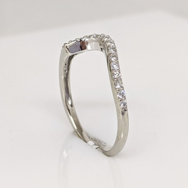 14K WHITE .20 CARAT TOTAL WEIGHT SI1 H DIAMOND ROUND (20) ESTATE CURVED BAND 1.2 GRAMS