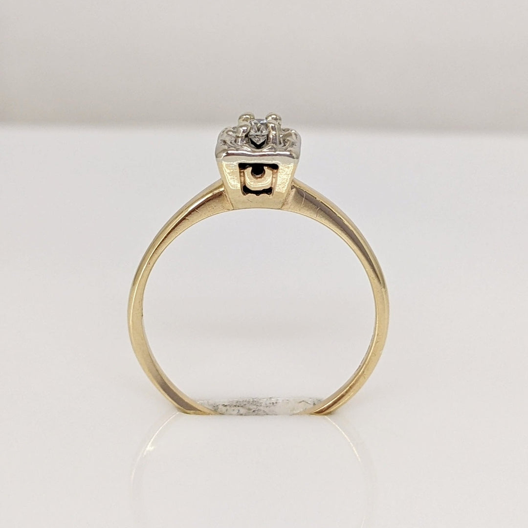 14K .06 CARAT TOTAL SI2 J DIAMOND ROUND ILLUSION HEAD SOLITAIRE ESTATE RING 1.9 GRAMS