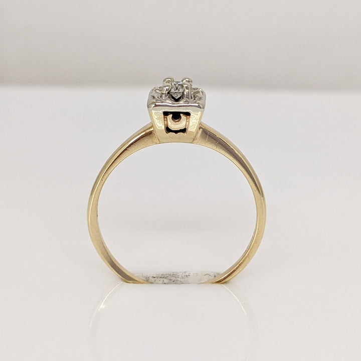 14K .06 CARAT TOTAL SI2 J DIAMOND ROUND ILLUSION HEAD SOLITAIRE ESTATE RING 1.9 GRAMS