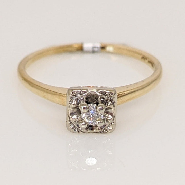 14K .06 CARAT TOTAL SI2 J DIAMOND ROUND ILLUSION HEAD SOLITAIRE ESTATE RING 1.9 GRAMS