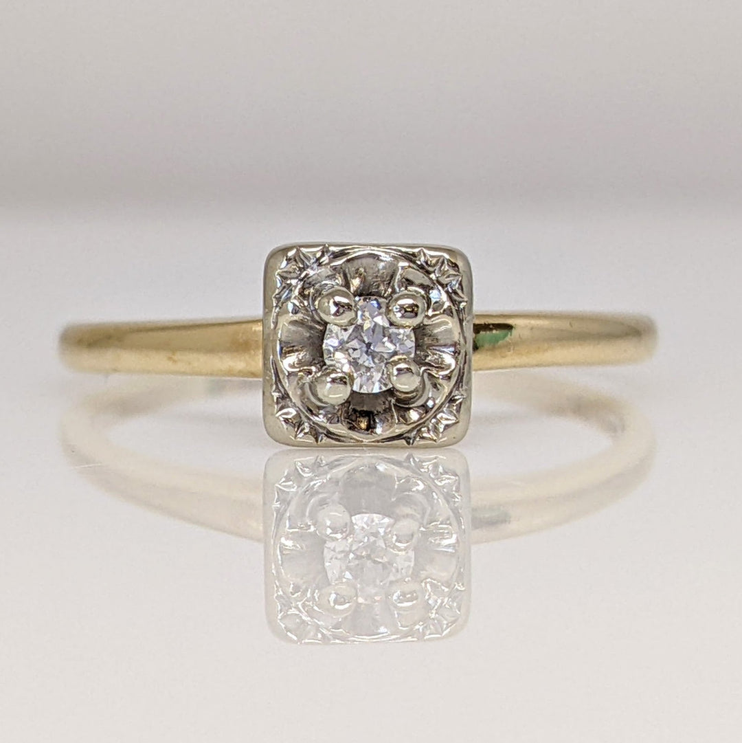 14K .06 CARAT TOTAL SI2 J DIAMOND ROUND ILLUSION HEAD SOLITAIRE ESTATE RING 1.9 GRAMS