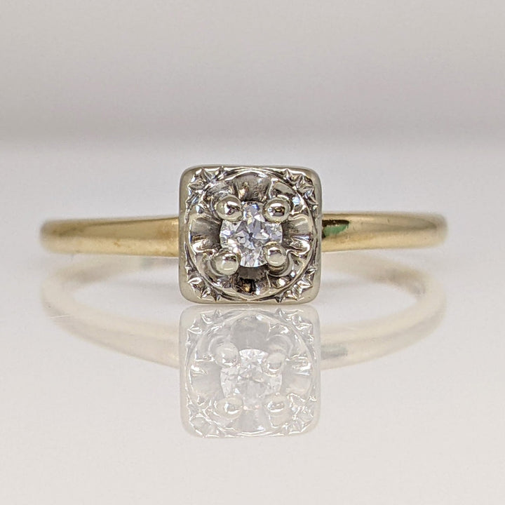 14K .06 CARAT TOTAL SI2 J DIAMOND ROUND ILLUSION HEAD SOLITAIRE ESTATE RING 1.9 GRAMS