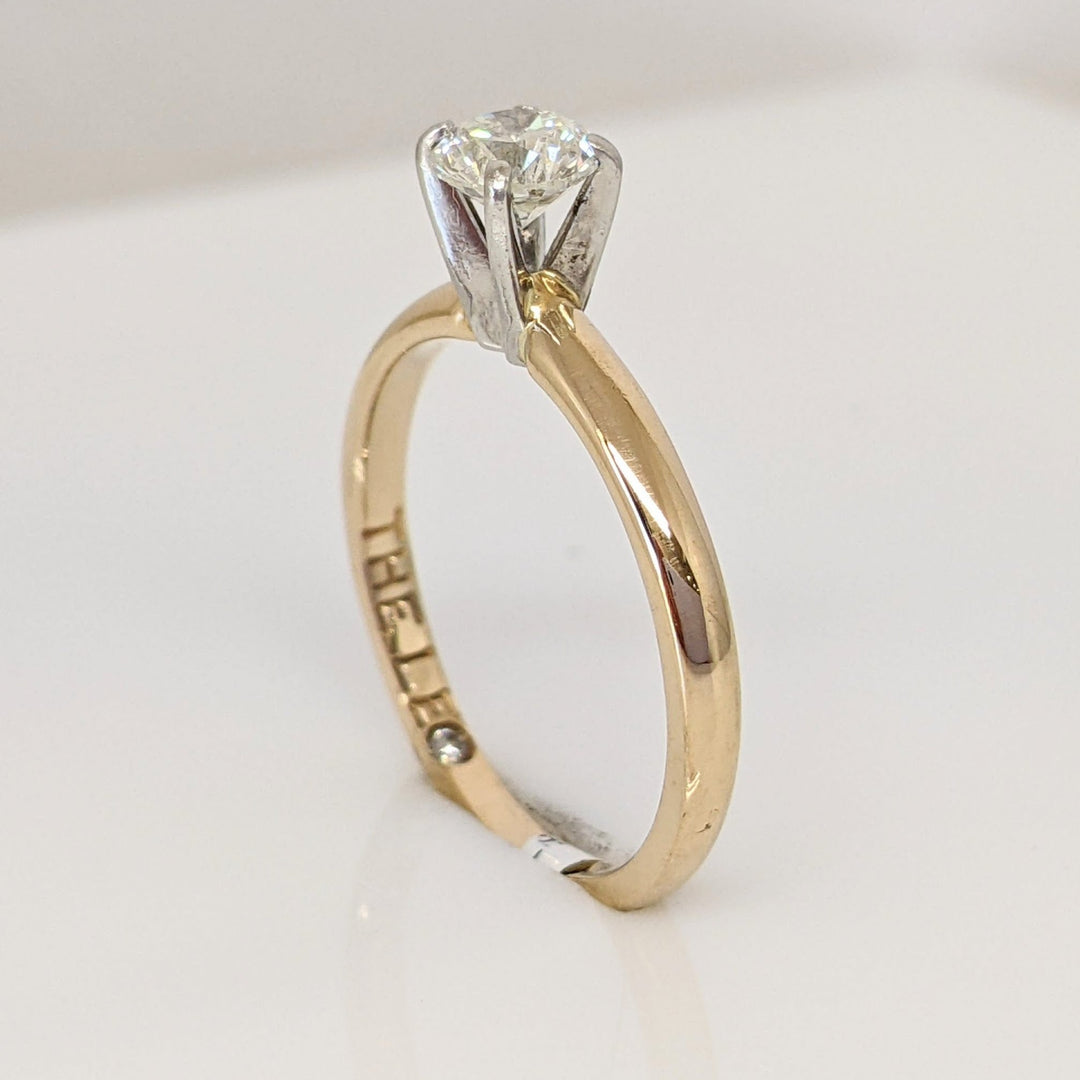 14K .49 CARAT TOTAL SI1 I DIAMOND ROUND WITH MELEE IN SHANK "LEO" ESTATE RING 2.5 GRAMS