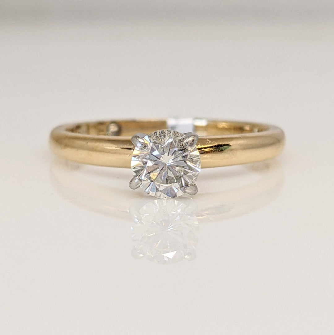 14K .49 CARAT TOTAL SI1 I DIAMOND ROUND WITH MELEE IN SHANK "LEO" ESTATE RING 2.5 GRAMS