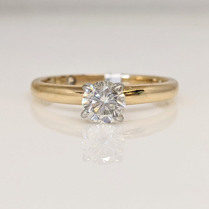 14K .49 CARAT TOTAL SI1 I DIAMOND ROUND WITH MELEE IN SHANK "LEO" ESTATE RING 2.5 GRAMS