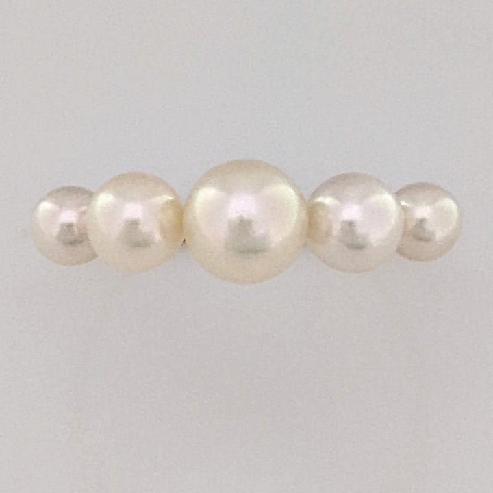 18K PEARL ROUND (5) GRADUATED ESTATE RING 2.5 GRAMS