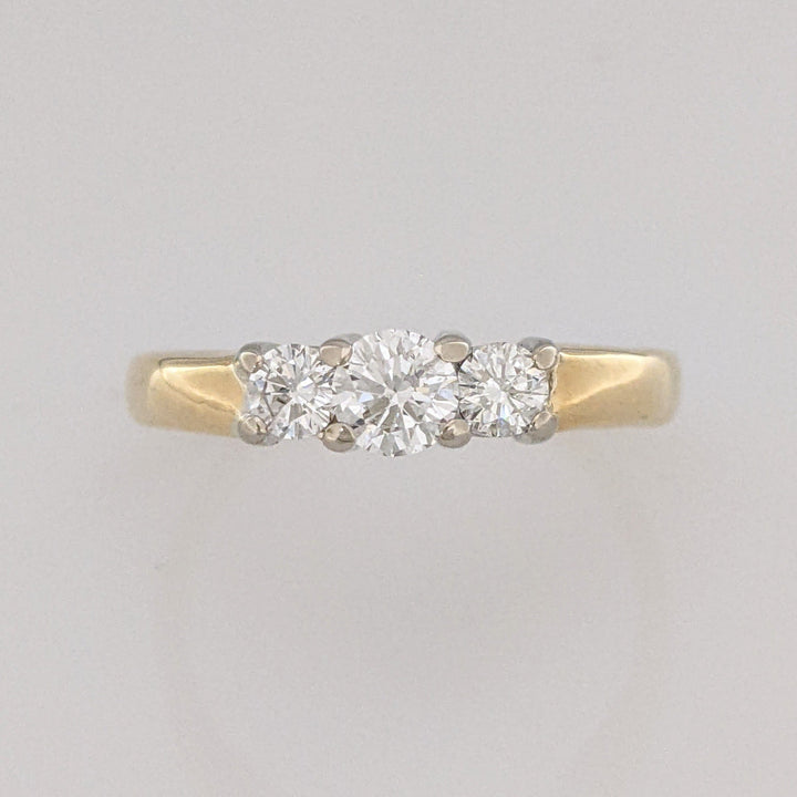 14K .54 CARAT TOTAL WEIGHT SI2 G DIAMOND ROUND (3) ESTATE TRINITY RING 4.3 GRAMS
