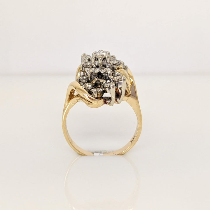 14K 1.31 CARAT TOTAL WEIGHT SI1 I DIAMOND ROUND (19) ESTATE CLUSTER RING 6.0 GRAMS