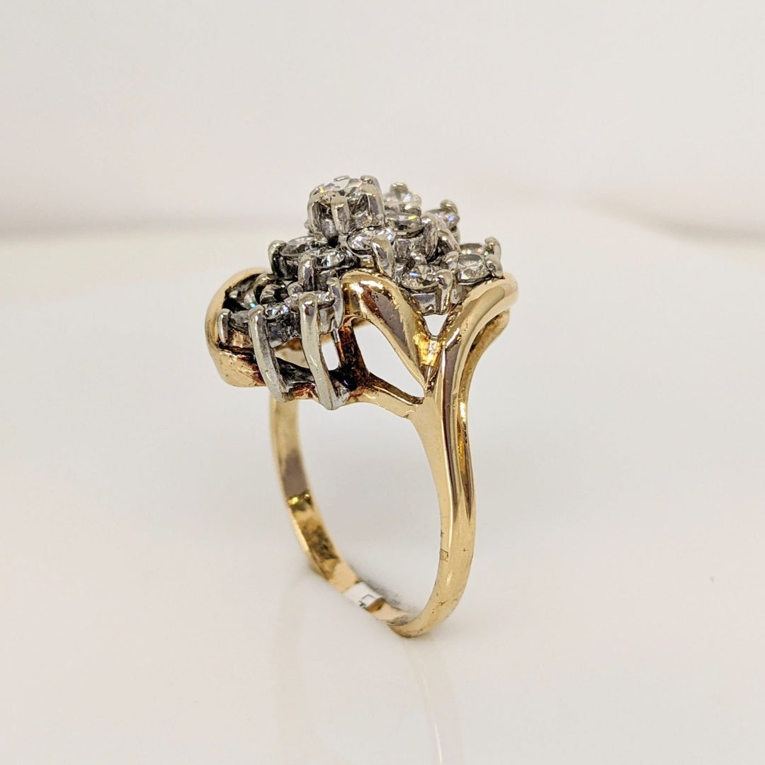 14K 1.31 CARAT TOTAL WEIGHT SI1 I DIAMOND ROUND (19) ESTATE CLUSTER RING 6.0 GRAMS