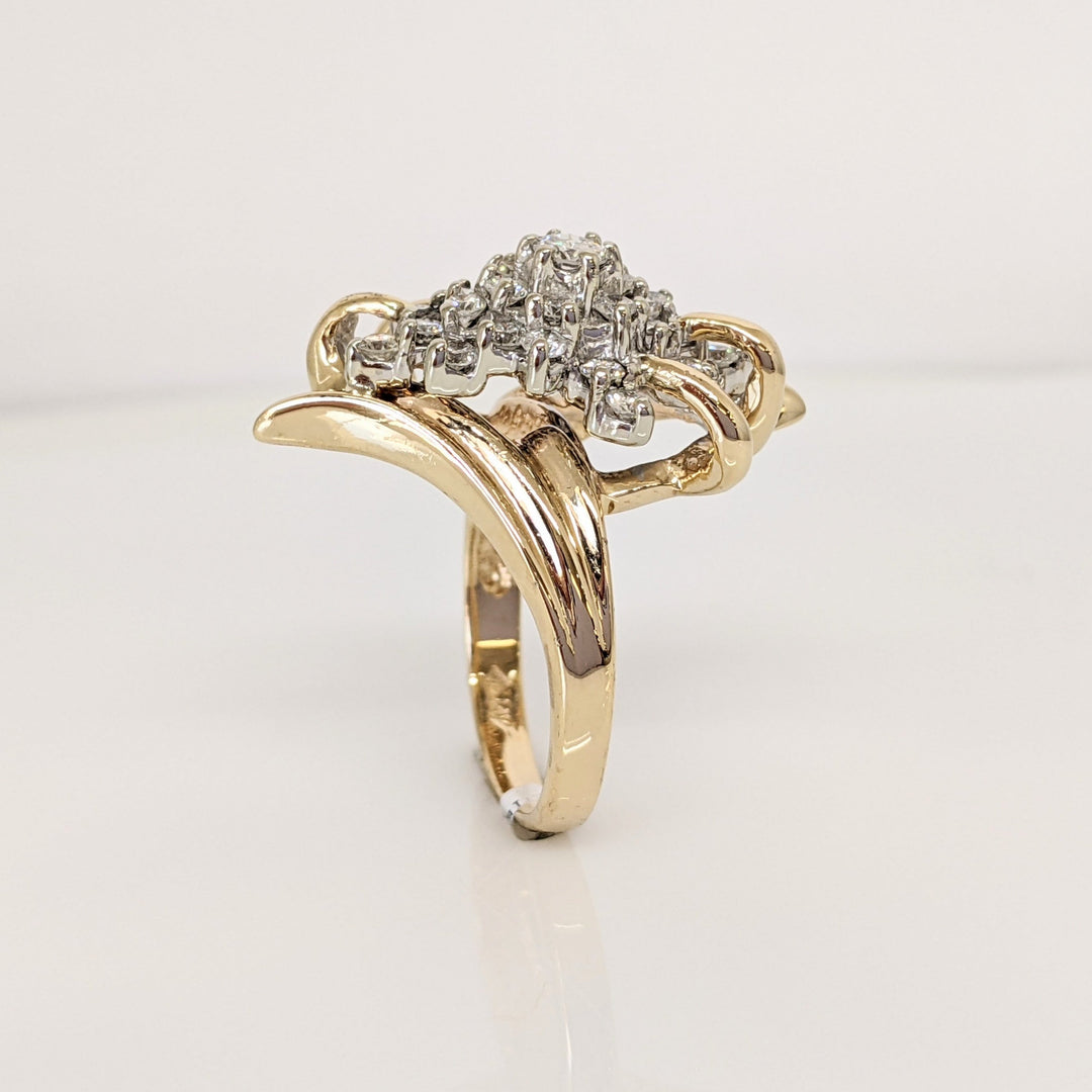 14K .93 CARAT TOTAL WEIGHT SI1 G DIAMOND ROUND (27) ESTATE CLUSTER RING 8.2 GRAMS