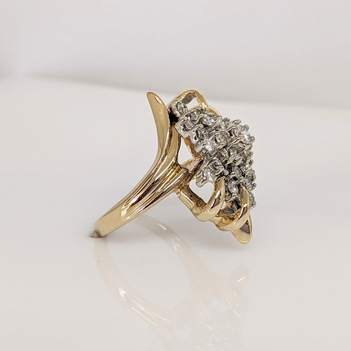 14K .93 CARAT TOTAL WEIGHT SI1 G DIAMOND ROUND (27) ESTATE CLUSTER RING 8.2 GRAMS