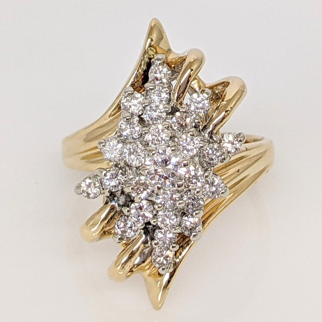 14K .93 CARAT TOTAL WEIGHT SI1 G DIAMOND ROUND (27) ESTATE CLUSTER RING 8.2 GRAMS