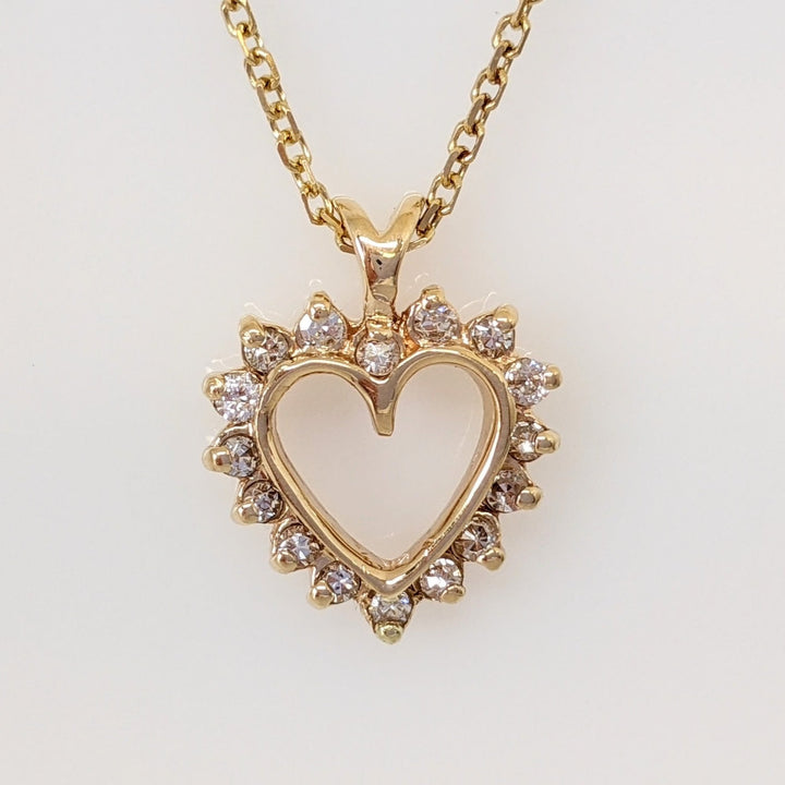 14K .24 CARAT TOTAL WEIGHT SI1 H DIAMOND ROUND (16) ESTATE PENDANT & CHAIN 3.6 GRAMS