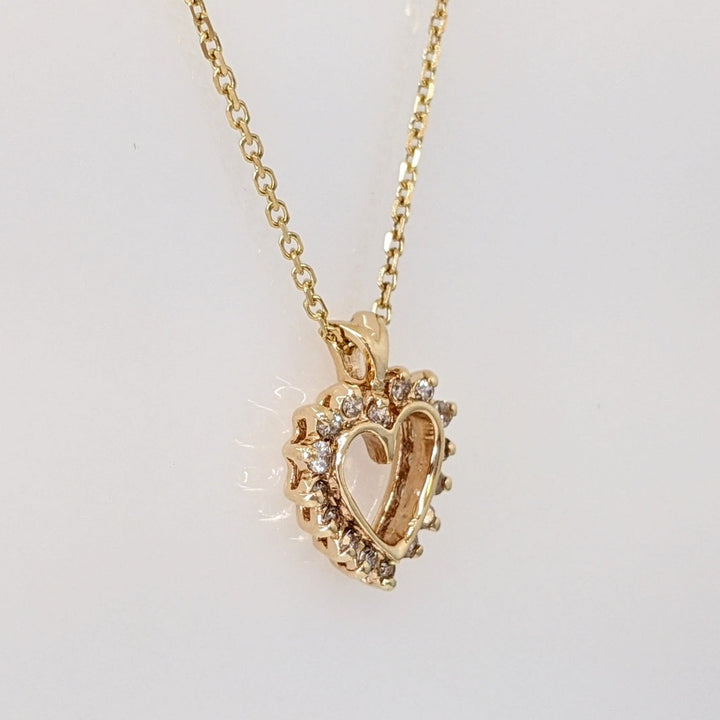 14K .24 CARAT TOTAL WEIGHT SI1 H DIAMOND ROUND (16) ESTATE PENDANT & CHAIN 3.6 GRAMS