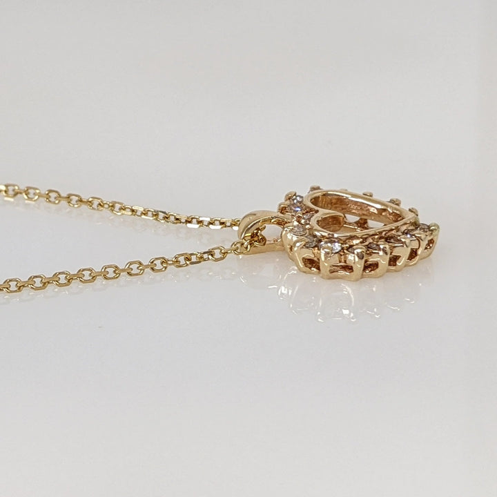 14K .24 CARAT TOTAL WEIGHT SI1 H DIAMOND ROUND (16) ESTATE PENDANT & CHAIN 3.6 GRAMS
