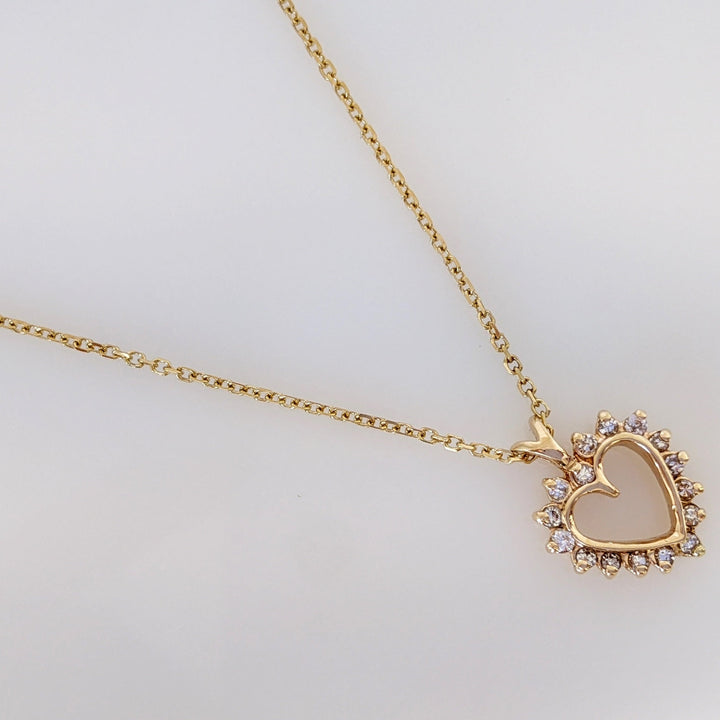 14K .24 CARAT TOTAL WEIGHT SI1 H DIAMOND ROUND (16) ESTATE PENDANT & CHAIN 3.6 GRAMS