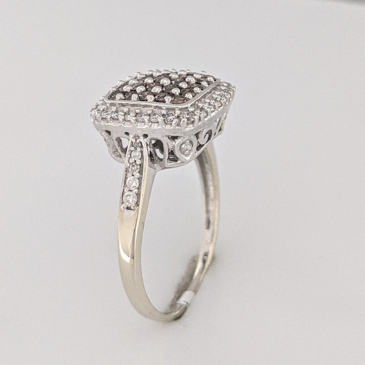 10K 1.03 CARAT TOTAL WEIGHT I1 H DIAMOND ROUND BROWN (25) WHITE (42) ESTATE RING 5.5 GRAMS