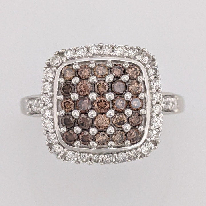 10K 1.03 CARAT TOTAL WEIGHT I1 H DIAMOND ROUND BROWN (25) WHITE (42) ESTATE RING 5.5 GRAMS
