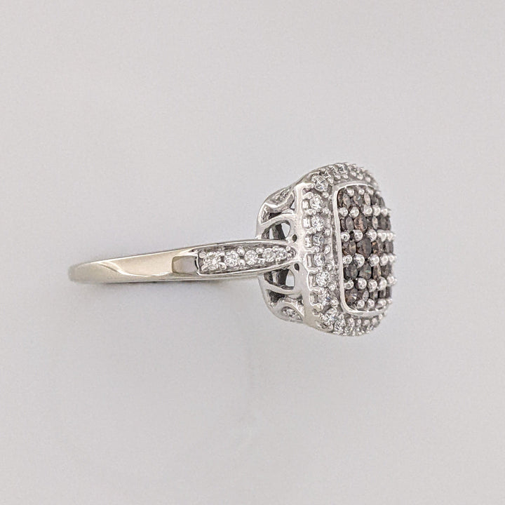 10K 1.03 CARAT TOTAL WEIGHT I1 H DIAMOND ROUND BROWN (25) WHITE (42) ESTATE RING 5.5 GRAMS