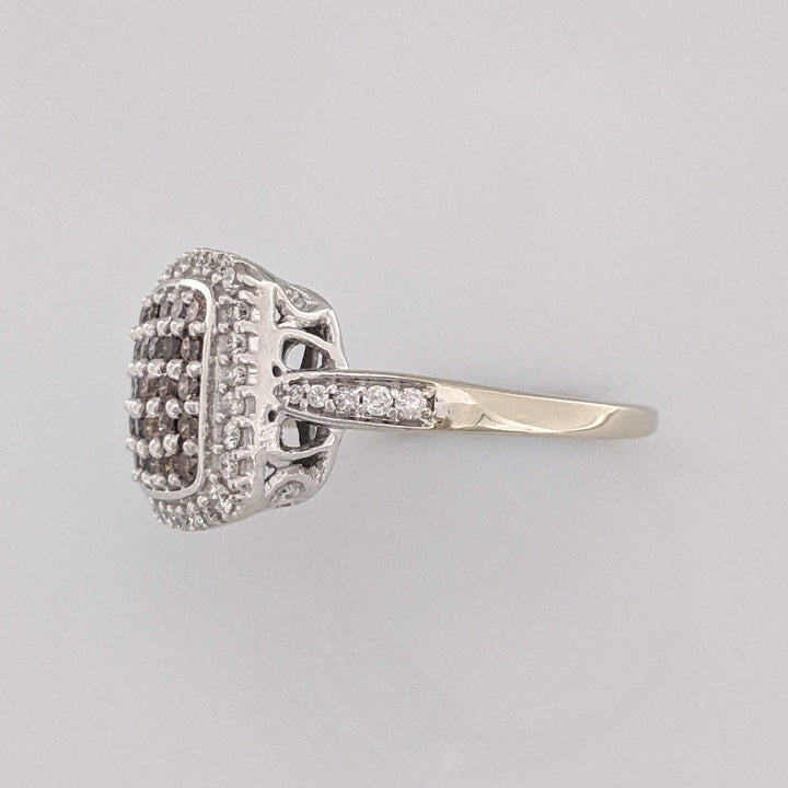 10K 1.03 CARAT TOTAL WEIGHT I1 H DIAMOND ROUND BROWN (25) WHITE (42) ESTATE RING 5.5 GRAMS