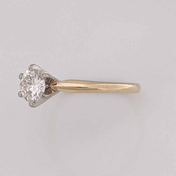 14K .71 CARAT TOTAL SI2 H DIAMOND ROUND 6-PRONG SOLITAIRE ESTATE RING 2.8 GRAMS