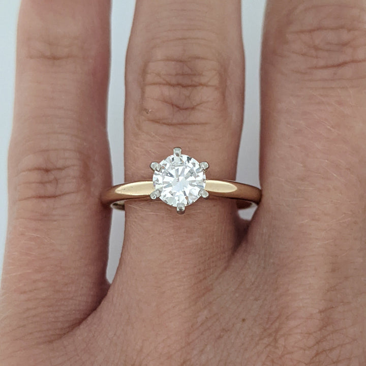 14K .71 CARAT TOTAL SI2 H DIAMOND ROUND 6-PRONG SOLITAIRE ESTATE RING 2.8 GRAMS
