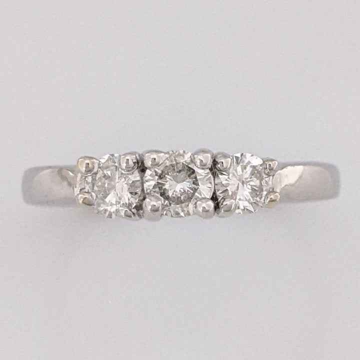 PLATINUM .50 CARAT TOTAL WEIGHT I1 I DIAMOND ROUND (3) ESTATE TRINITY RING 5.8 GRAMS
