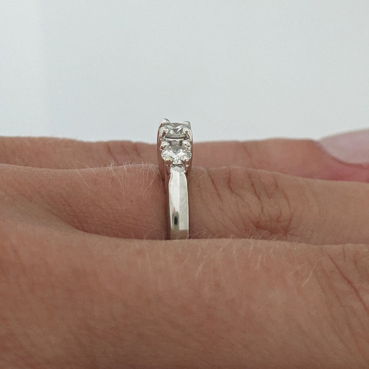 PLATINUM .50 CARAT TOTAL WEIGHT I1 I DIAMOND ROUND (3) ESTATE TRINITY RING 5.8 GRAMS