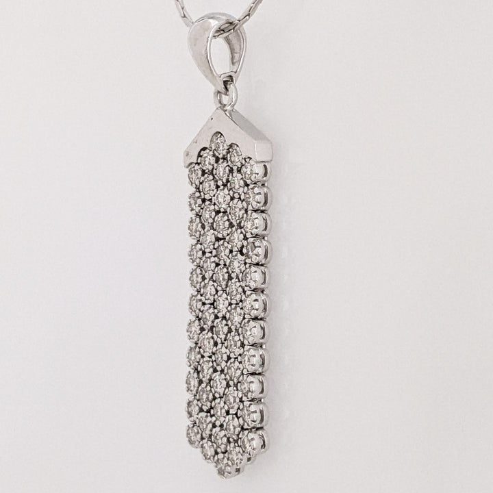 14K WHITE 1.20 CARAT TOTAL WEIGHT SI1 I DIAMOND ROUND (60) DANGLE ESTATE PENDANT & CHAIN 8.3 GRAMS