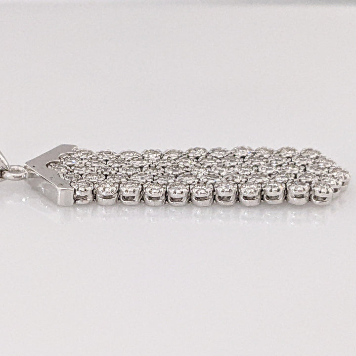 14K WHITE 1.20 CARAT TOTAL WEIGHT SI1 I DIAMOND ROUND (60) DANGLE ESTATE PENDANT & CHAIN 8.3 GRAMS