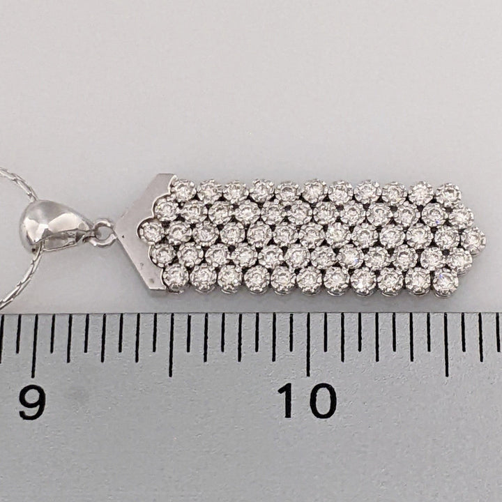 14K WHITE 1.20 CARAT TOTAL WEIGHT SI1 I DIAMOND ROUND (60) DANGLE ESTATE PENDANT & CHAIN 8.3 GRAMS