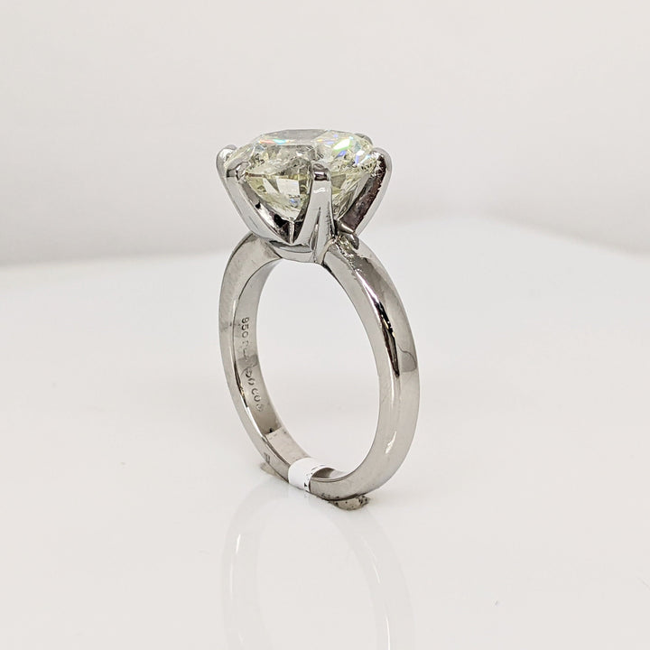 PLATINUM CHIPPED DIAMOND ROUND 5.07 CARAT TOTAL I2 M SOLITAIRE ESTATE RING 9.2 GRAMS
