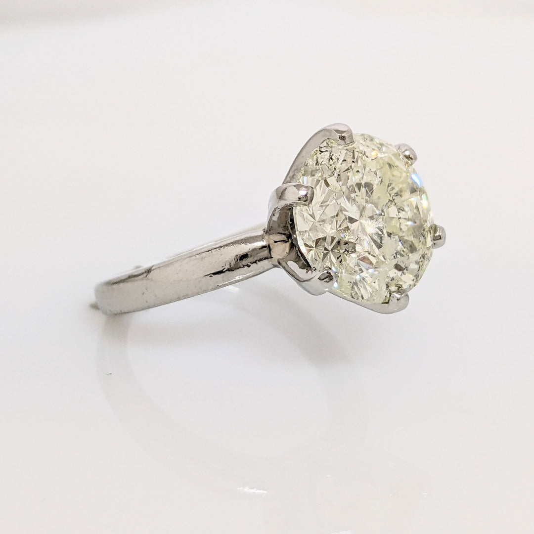 PLATINUM CHIPPED DIAMOND ROUND 5.07 CARAT TOTAL I2 M SOLITAIRE ESTATE RING 9.2 GRAMS