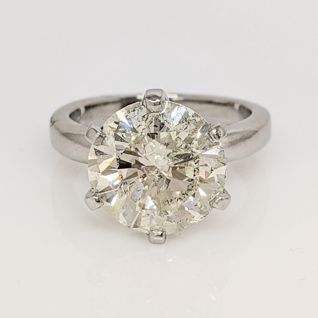 PLATINUM CHIPPED DIAMOND ROUND 5.07 CARAT TOTAL I2 M SOLITAIRE ESTATE RING 9.2 GRAMS