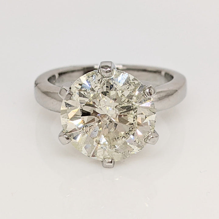 PLATINUM CHIPPED DIAMOND ROUND 5.07 CARAT TOTAL I2 M SOLITAIRE ESTATE RING 9.2 GRAMS