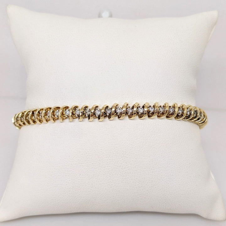 14K 1.10 CARAT TOTAL WEIGHT I1 H DIAMOND ROUND (55) ESTATE BRACELET 12.5 GRAMS