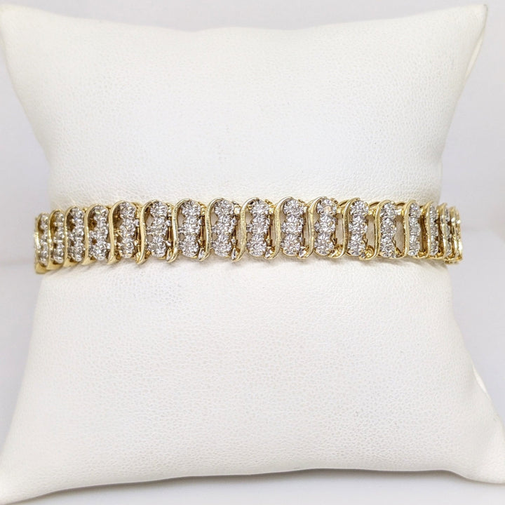 14K 1.98 CARAT TOTAL WEIGHT DIAMOND ROUND (111) S- LINK ESTATE BRACELET 16.4 GRAMS