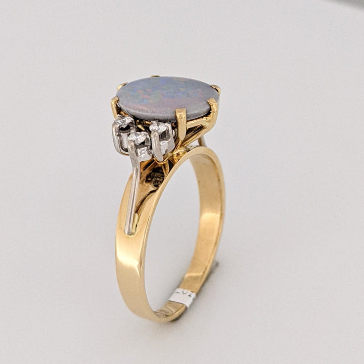 18K OPAL "AA" OVAL 11.5X10 WITH .20 DTW (6) ROUND VS1 G ESTATE RING 5.2 GRAMS
