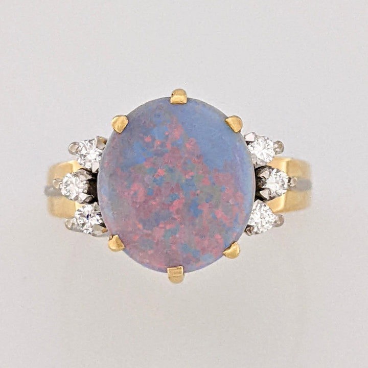 18K OPAL "AA" OVAL 11.5X10 WITH .20 DTW (6) ROUND VS1 G ESTATE RING 5.2 GRAMS