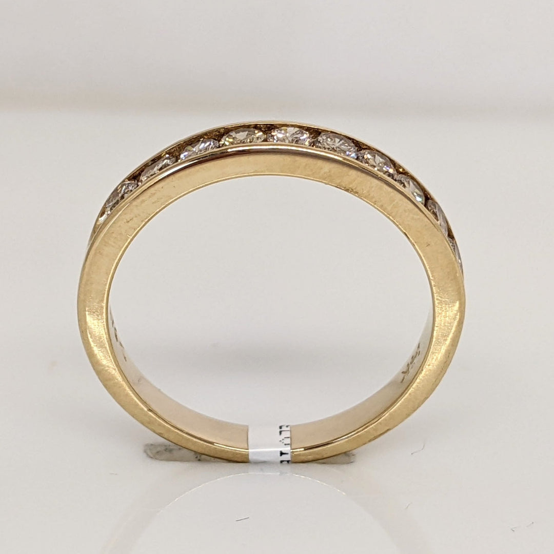 14K .52 CARAT TOTAL WEIGHT I1 O DIAMOND ROUND (10) ESTATE CHANNEL BAND 2.9 GRAMS
