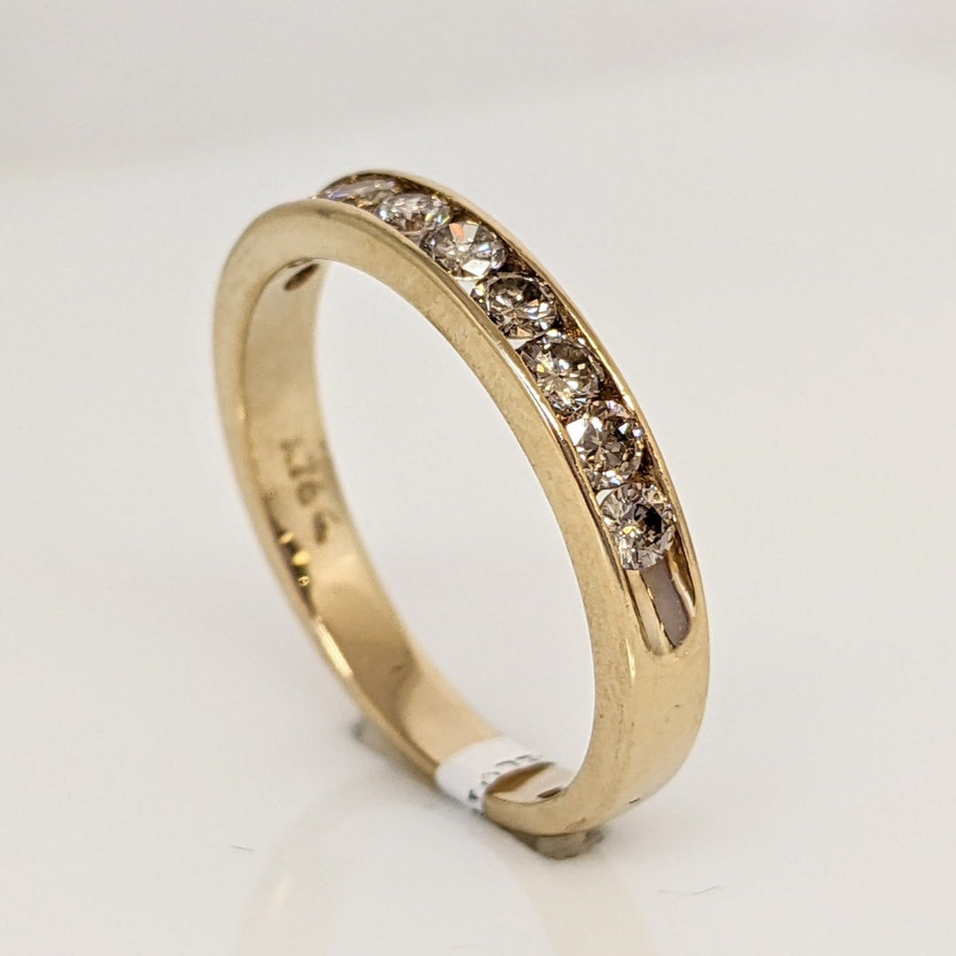 14K .52 CARAT TOTAL WEIGHT I1 O DIAMOND ROUND (10) ESTATE CHANNEL BAND 2.9 GRAMS