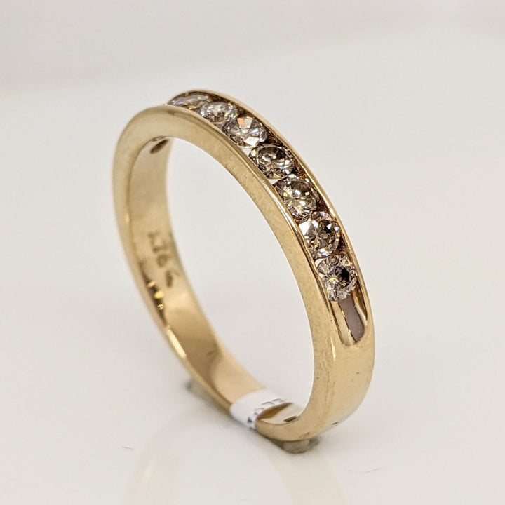 14K .52 CARAT TOTAL WEIGHT I1 O DIAMOND ROUND (10) ESTATE CHANNEL BAND 2.9 GRAMS