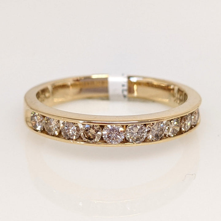 14K .52 CARAT TOTAL WEIGHT I1 O DIAMOND ROUND (10) ESTATE CHANNEL BAND 2.9 GRAMS