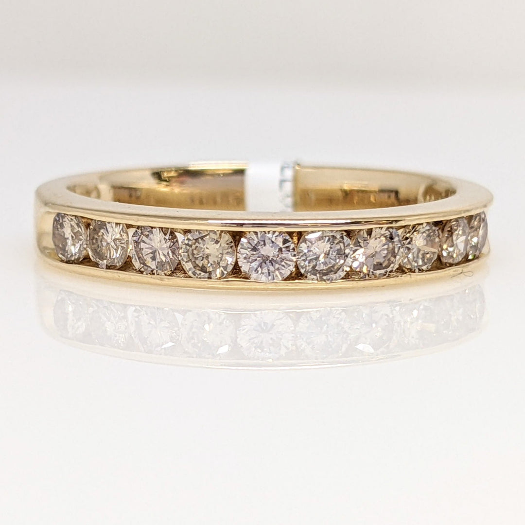 14K .52 CARAT TOTAL WEIGHT I1 O DIAMOND ROUND (10) ESTATE CHANNEL BAND 2.9 GRAMS